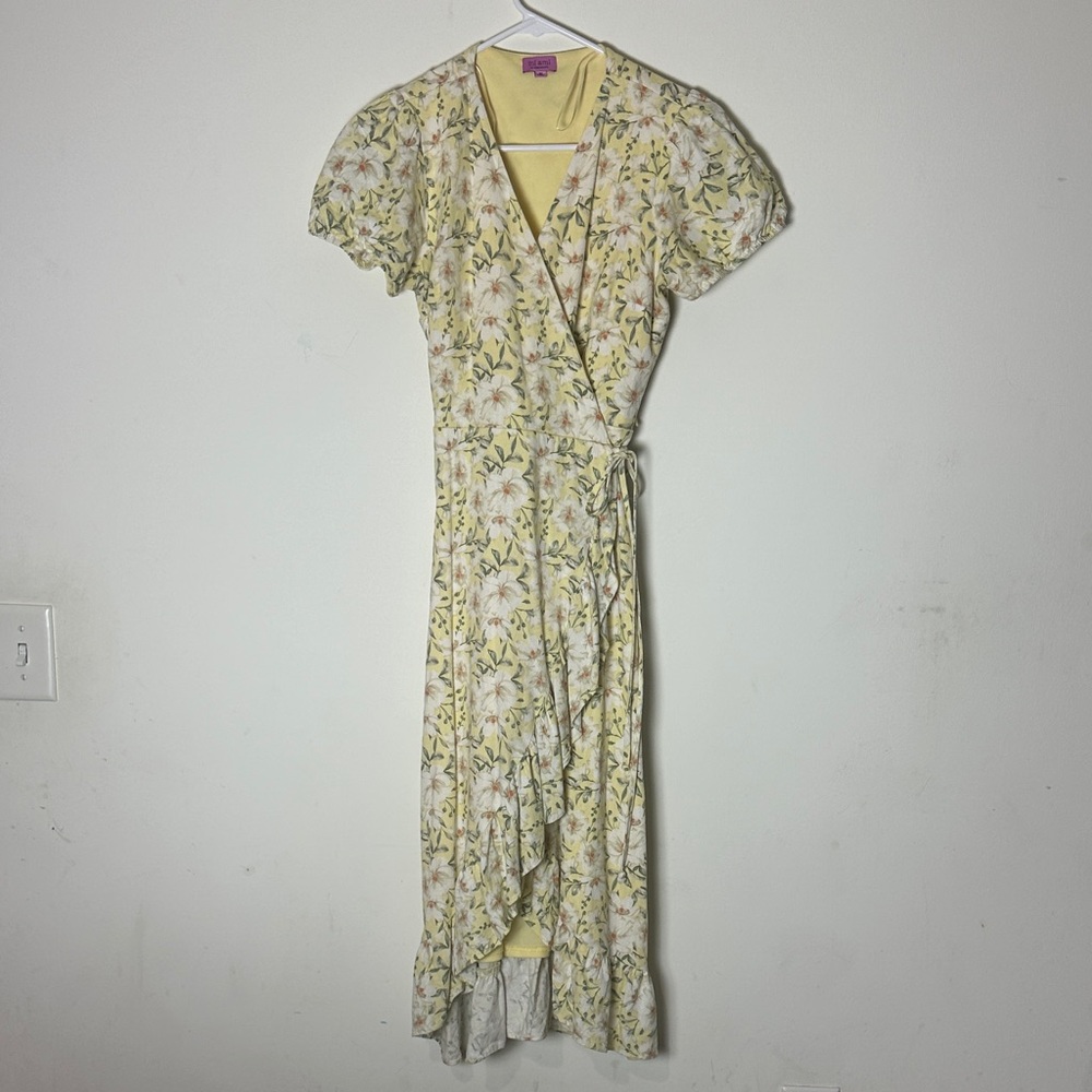 Miami Yellow and White Floral Midi Dress